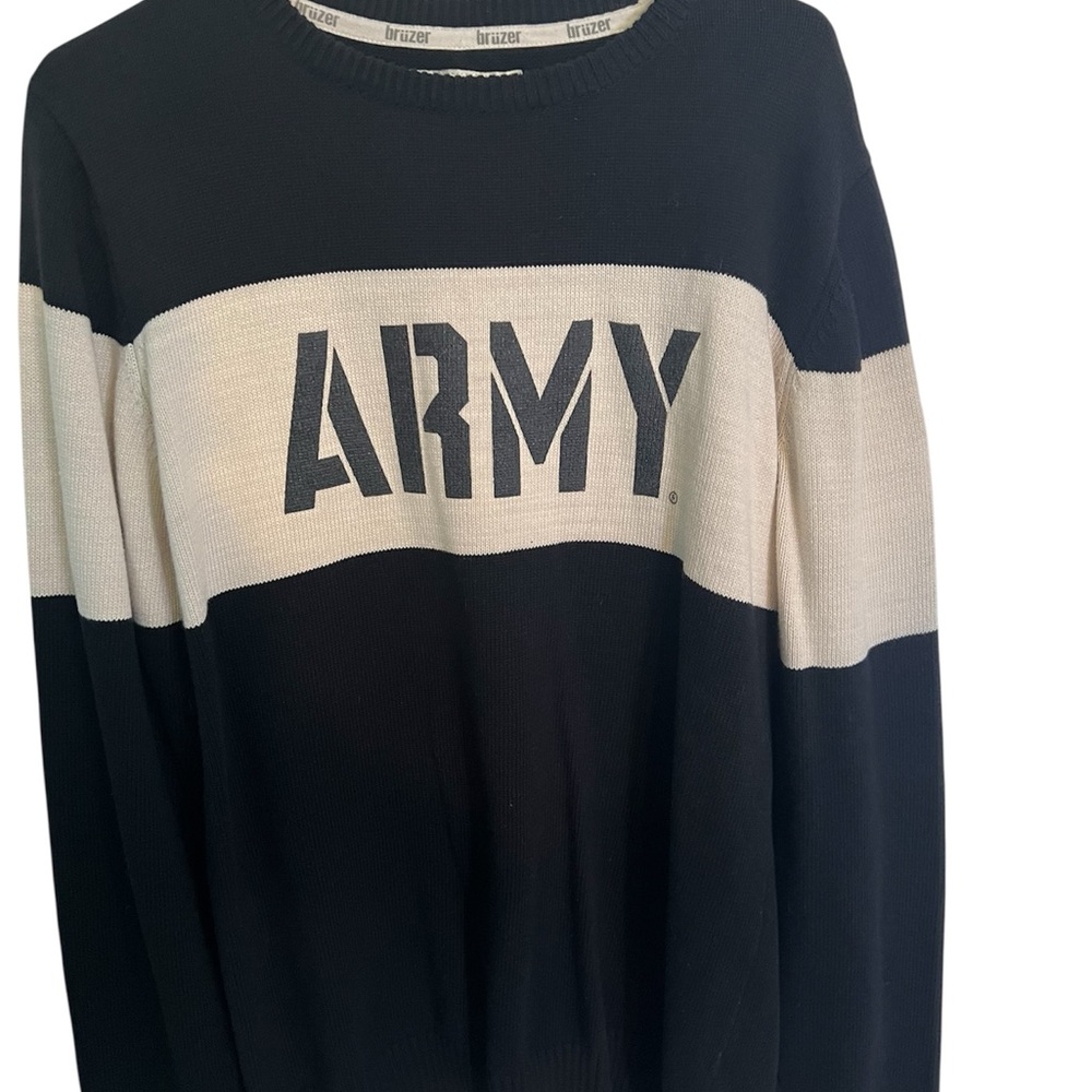 Bruzer 100% Cotton Black & Beige Men's Crewneck Sweater Size Large